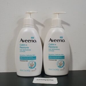 Aveeno Calm + Restore Oat Repairing Lotion , sensitive delicate skin 12 Oz x2
